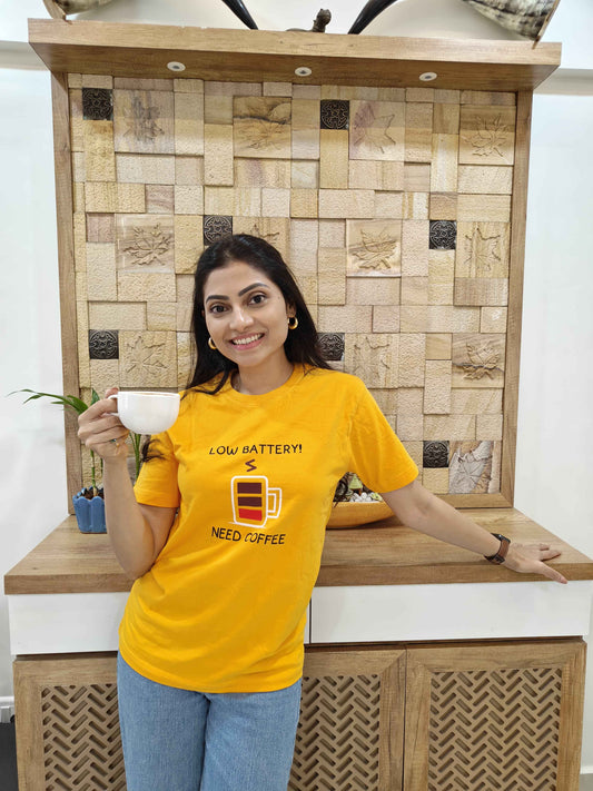 Low Battery, Need Coffee Unisex T-Shirt | Kalamaya