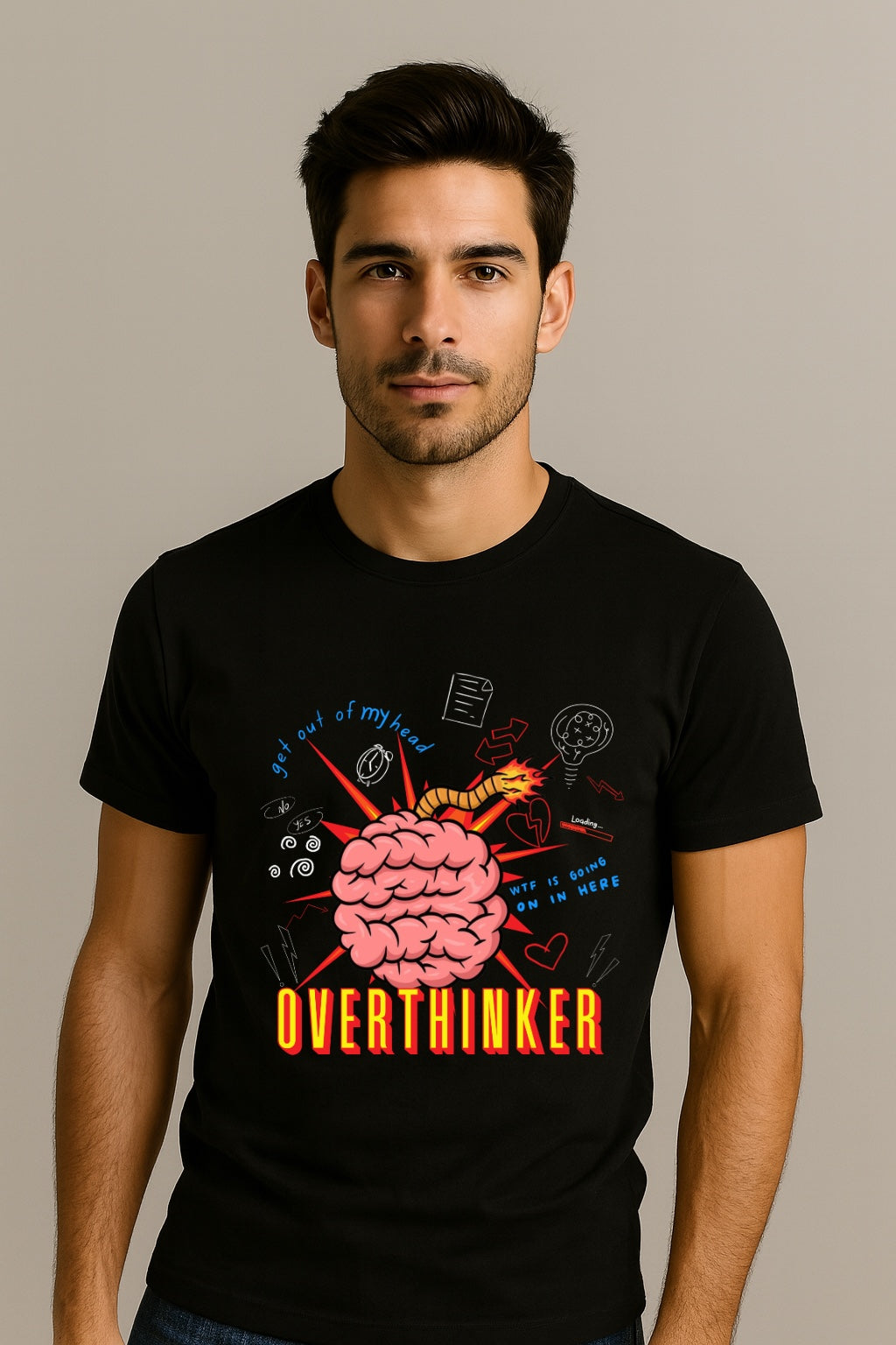 Overthinker |Unisex Regular-Fit T-Shirt – Bold Thought-Graphic Tee