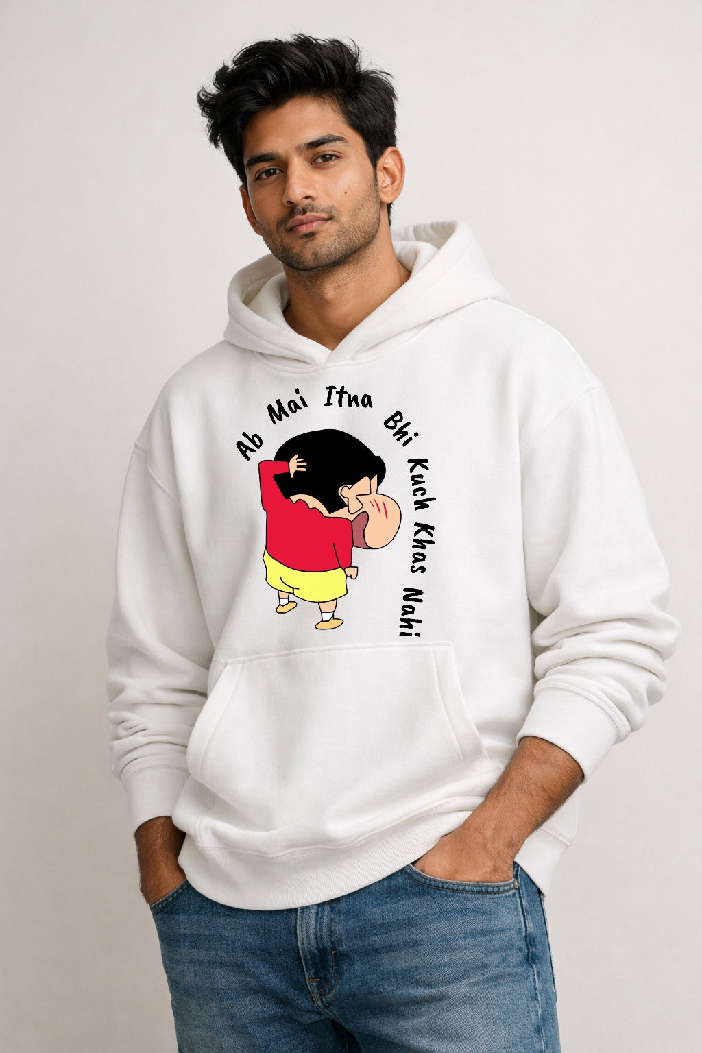 Shinchan Ab Mai Itna Bhi Kuch Khas Nahi – Unisex Oversized Hoodie | Premium Streetwear Hoodie
