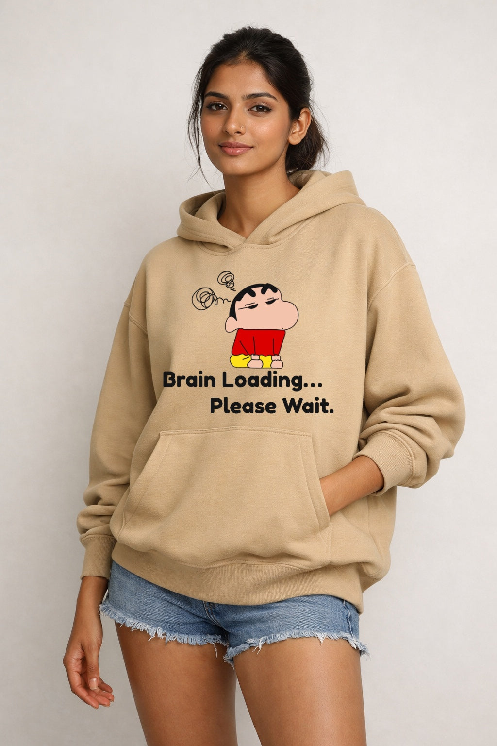 Brain Loading Please Wait – Shinchan Unisex Oversized Hoodie | Trendy Anime Streetwear