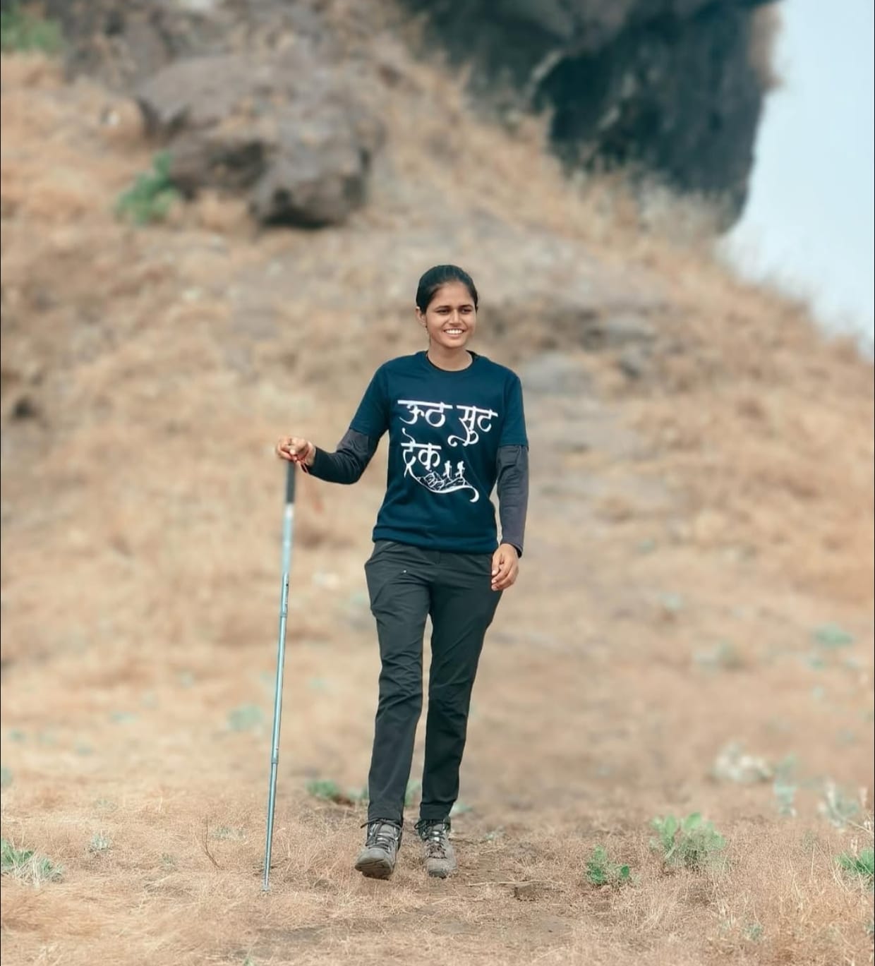 Uth Sut Trek Marathi Unisex Graphic T-Shirt | Cotton Trekking Quote Tee for Travel Lovers