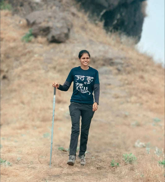 Uth Sut Trek Marathi Unisex Graphic T-Shirt | Cotton Trekking Quote Tee for Travel Lovers