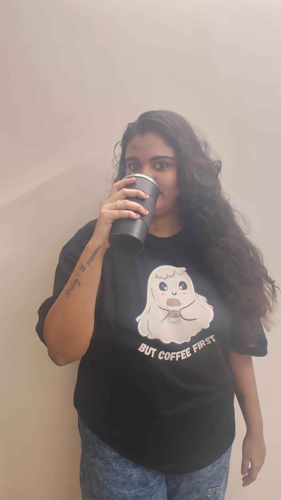 But Coffee First | Women’s Oversized T-Shirt – Coffee Lover Graphic Tee