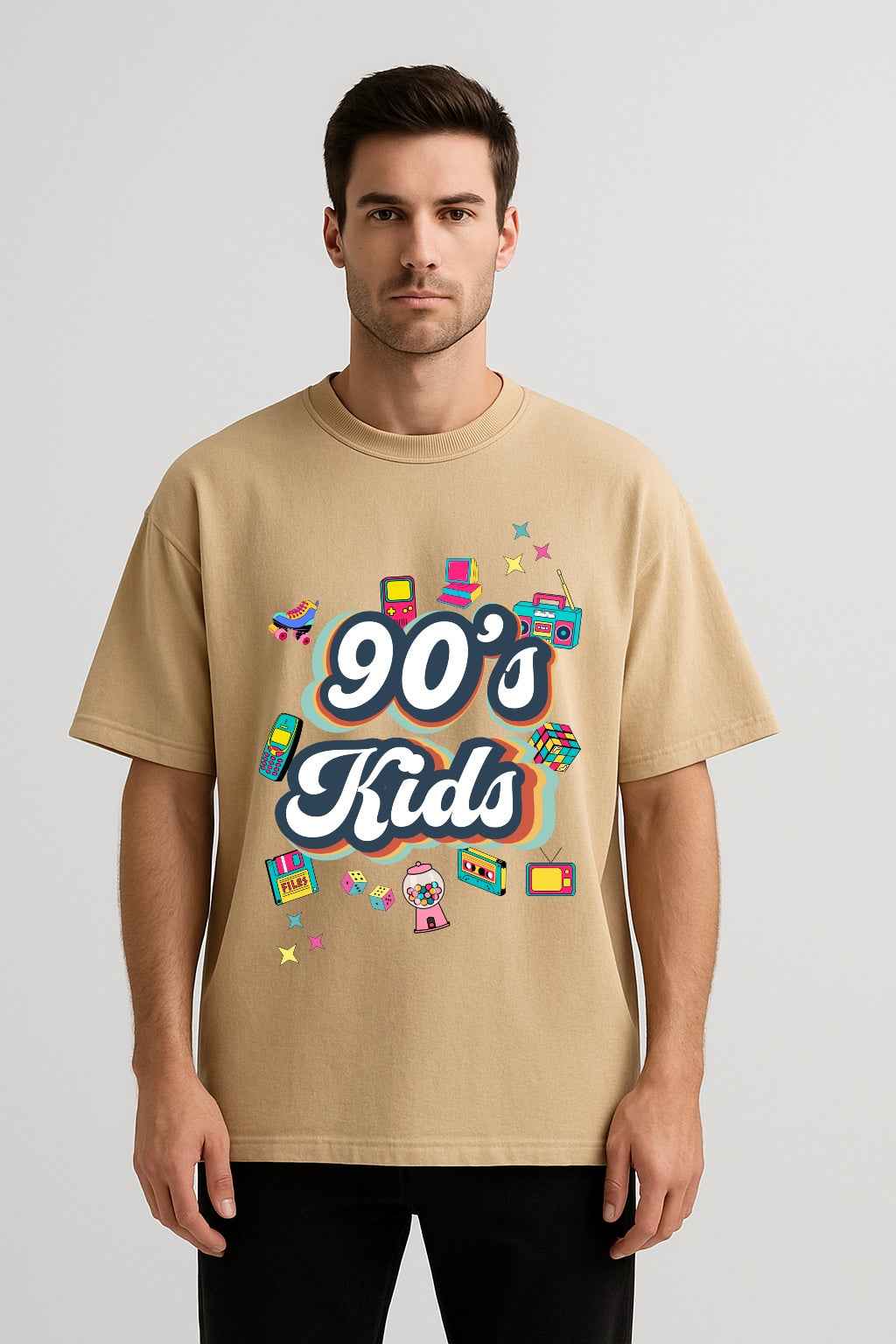 90’s Kids | Unisex Oversized T-Shirt – Retro 90s Icons Graphic Tee