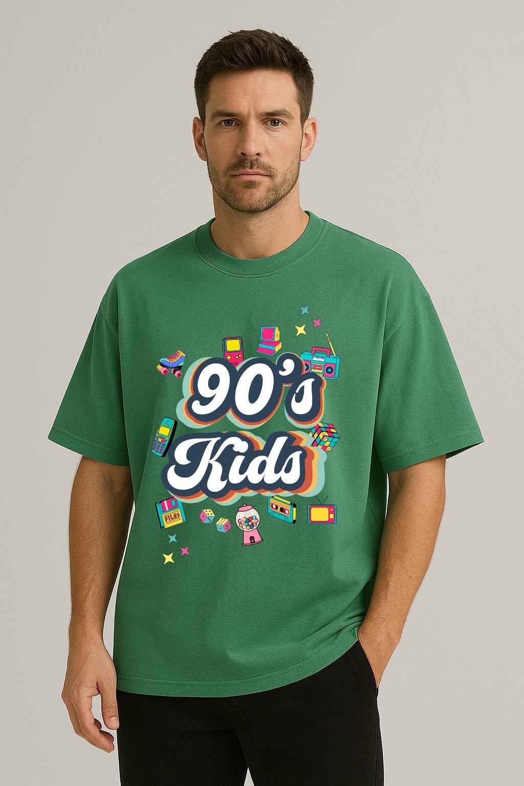 90’s Kids | Unisex Oversized T-Shirt – Retro 90s Icons Graphic Tee