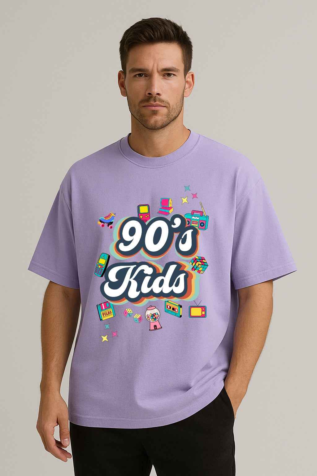 90’s Kids | Unisex Oversized T-Shirt – Retro 90s Icons Graphic Tee