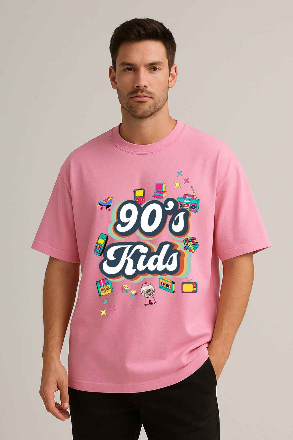 90’s Kids | Unisex Oversized T-Shirt – Retro 90s Icons Graphic Tee