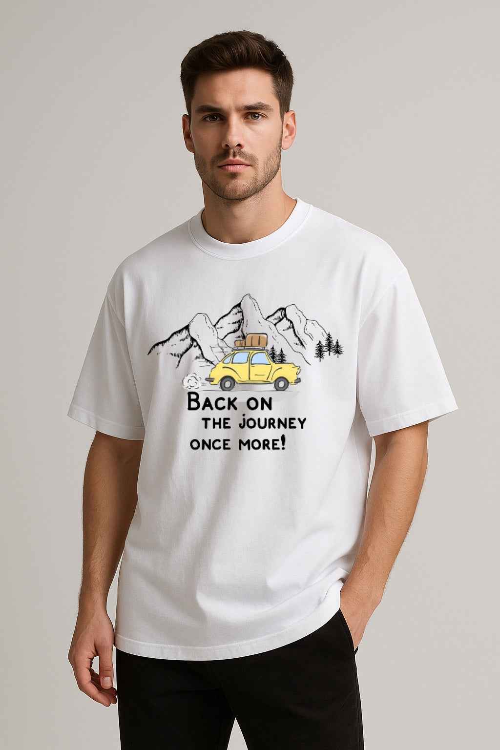 Back On The Journey Once More | Unisex Oversized T-Shirt – Travel & Adventure Graphic Tee