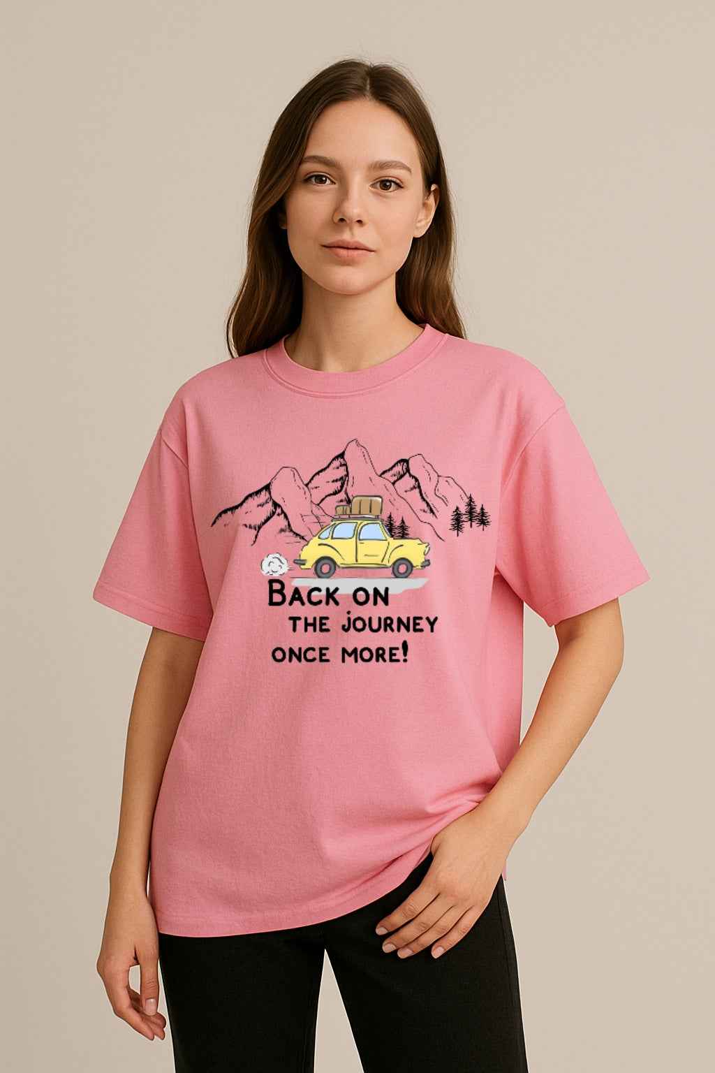 Back On The Journey Once More | Unisex Oversized T-Shirt – Travel & Adventure Graphic Tee