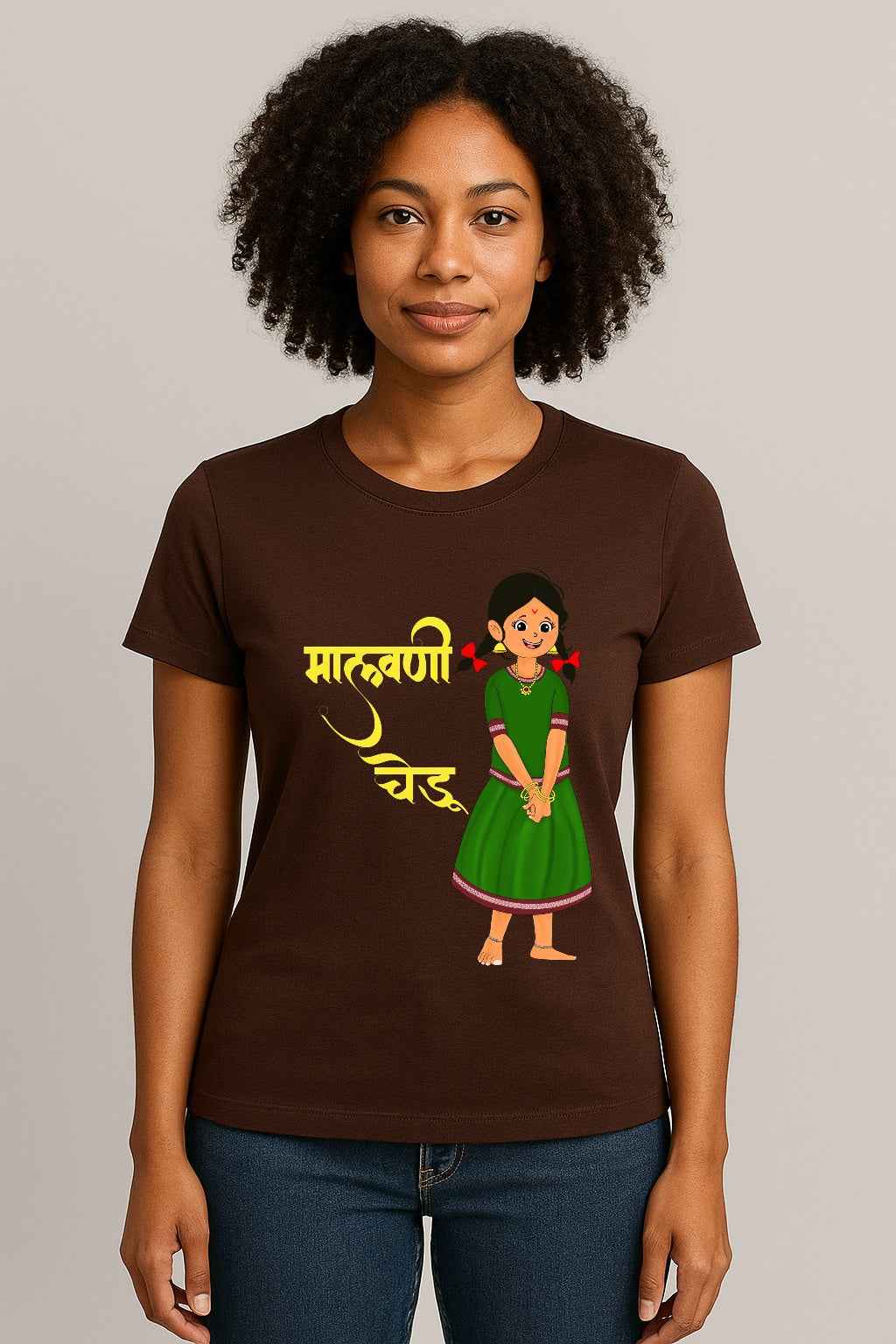 Malvani Chedu | Women’s Comfort-Fit T-Shirt – Bold Marathi Phrase Graphic Tee
