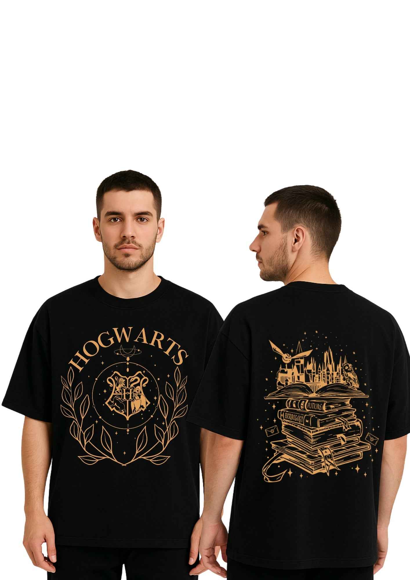 Hogwarts | Unisex Oversized T-Shirt – Wizardry Crest Graphic Tee