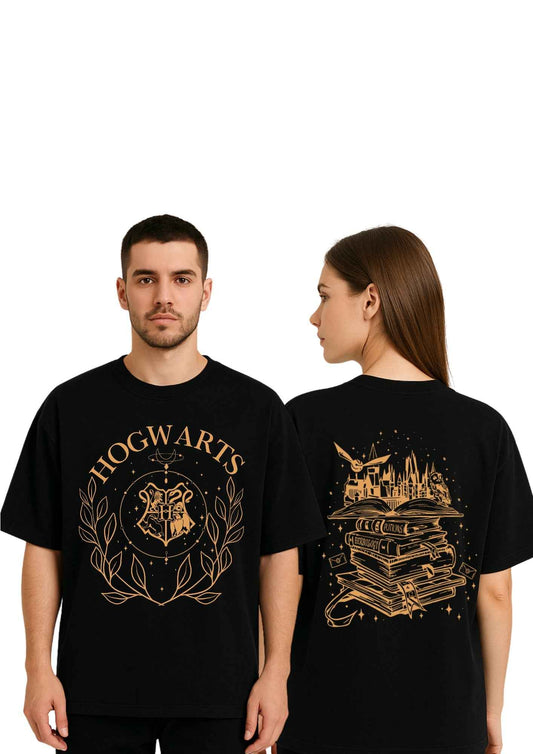 Hogwarts | Unisex Oversized T-Shirt – Wizardry Crest Graphic Tee