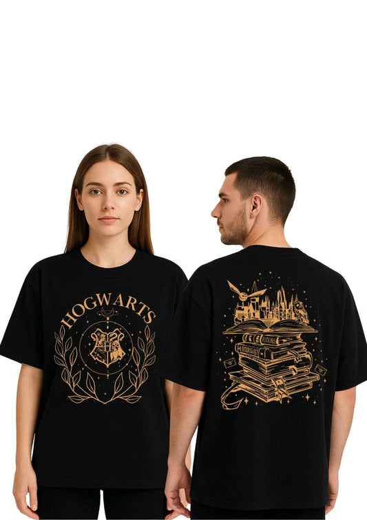 Hogwarts | Unisex Oversized T-Shirt – Wizardry Crest Graphic Tee