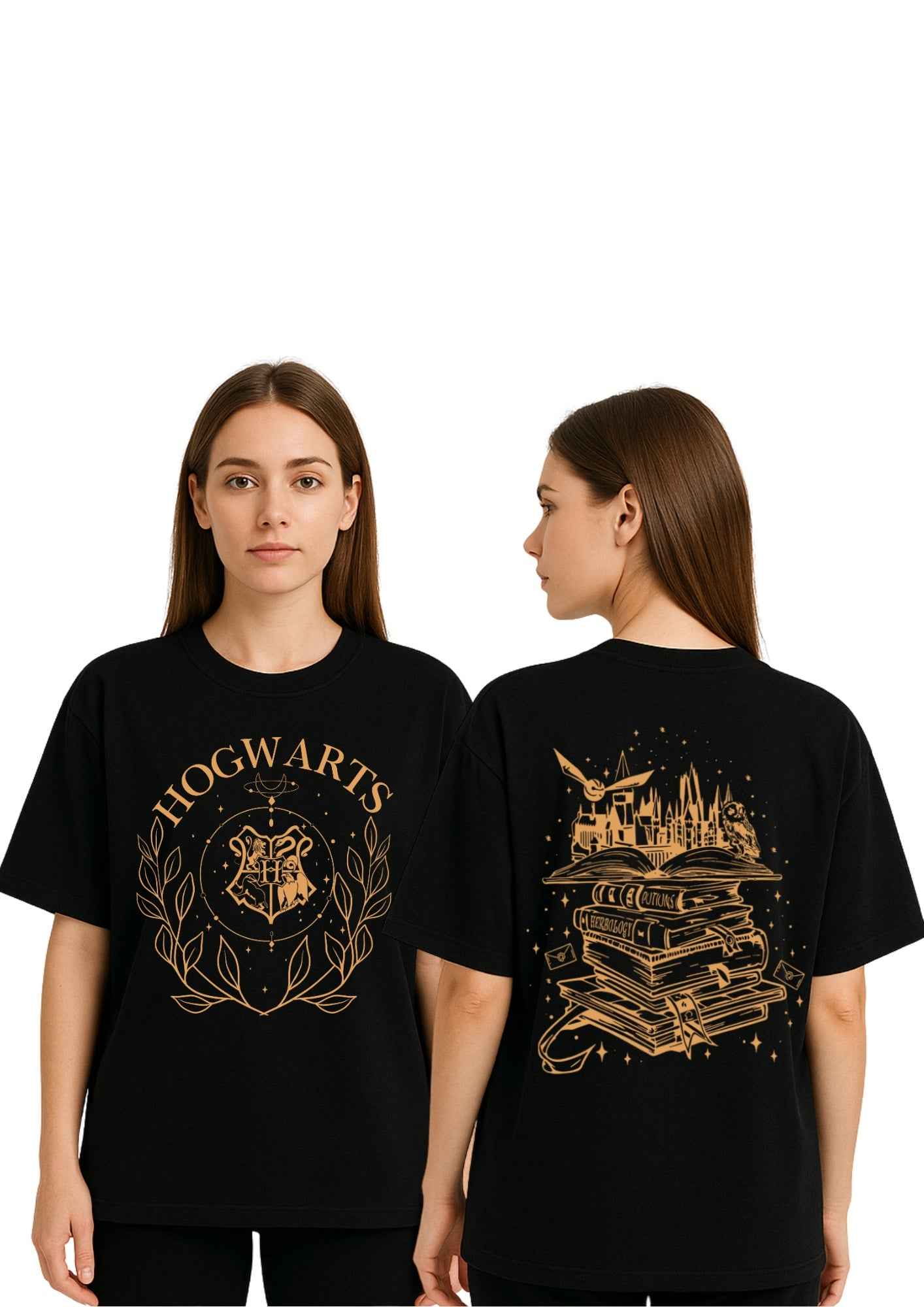 Hogwarts | Unisex Oversized T-Shirt – Wizardry Crest Graphic Tee