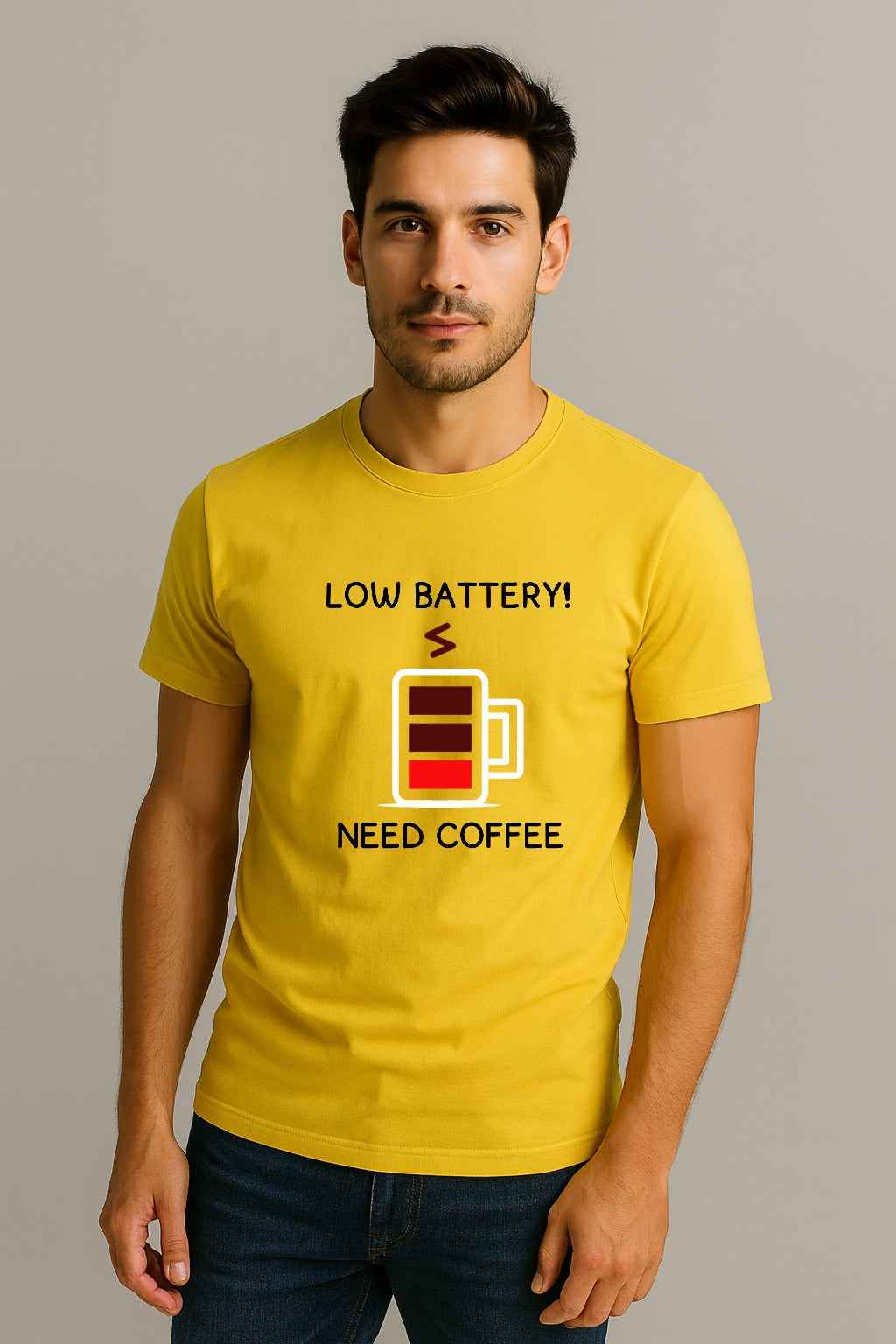 Low Battery, Need Coffee Unisex T-Shirt | Kalamaya