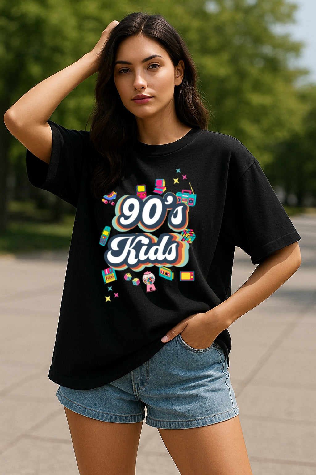 90’s Kids | Unisex Oversized T-Shirt – Retro 90s Icons Graphic Tee
