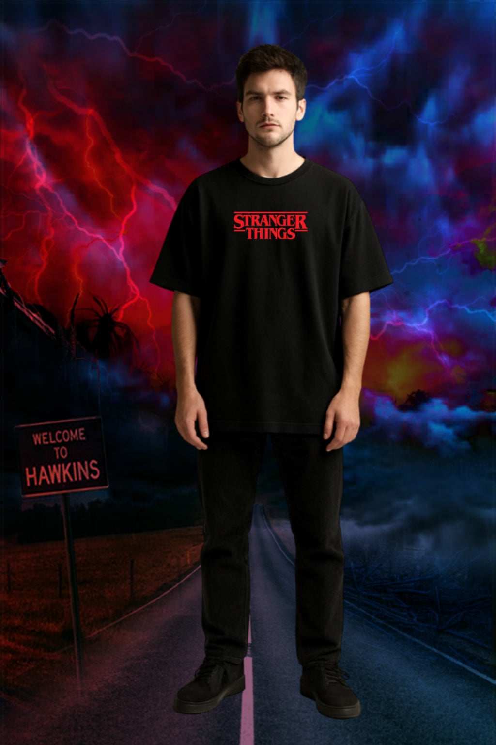 Stranger Things Oversized T-Shirt | Unisex Heavyweight Cotton Graphic Tee