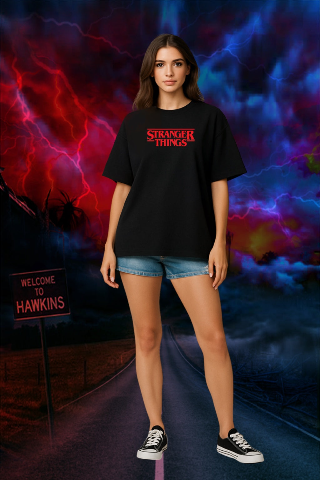 Stranger Things Oversized T-Shirt | Unisex Heavyweight Cotton Graphic Tee