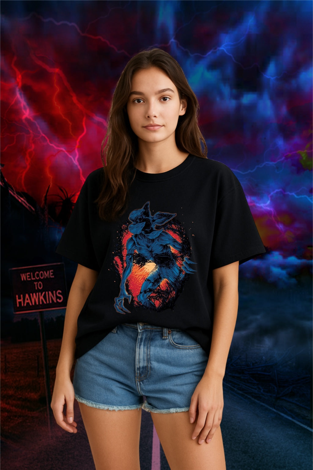 Demogorgon Oversized T-Shirt for Men & Women | Strange Things Premium Cotton Graphic Tee