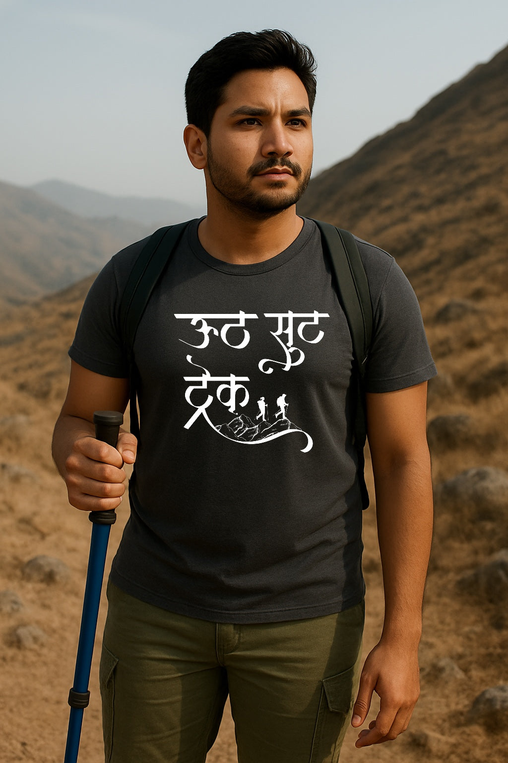 Uth Sut Trek Marathi Unisex Graphic T-Shirt | Cotton Trekking Quote Tee for Travel Lovers