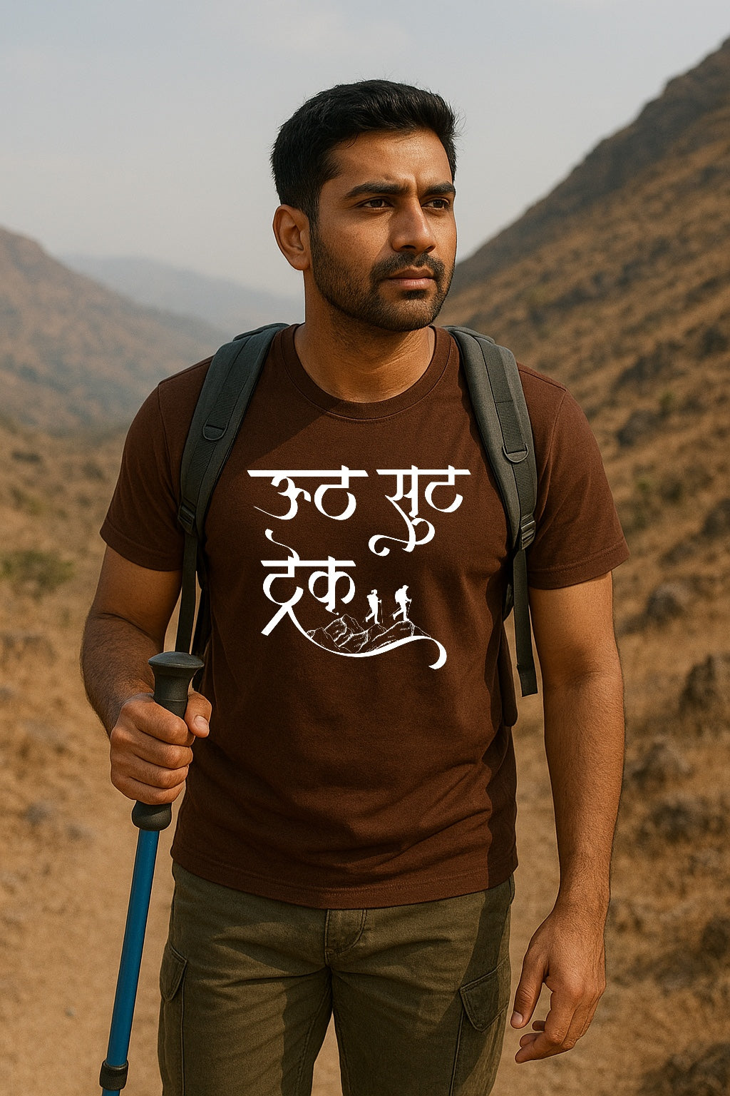 Uth Sut Trek Marathi Unisex Graphic T-Shirt | Cotton Trekking Quote Tee for Travel Lovers
