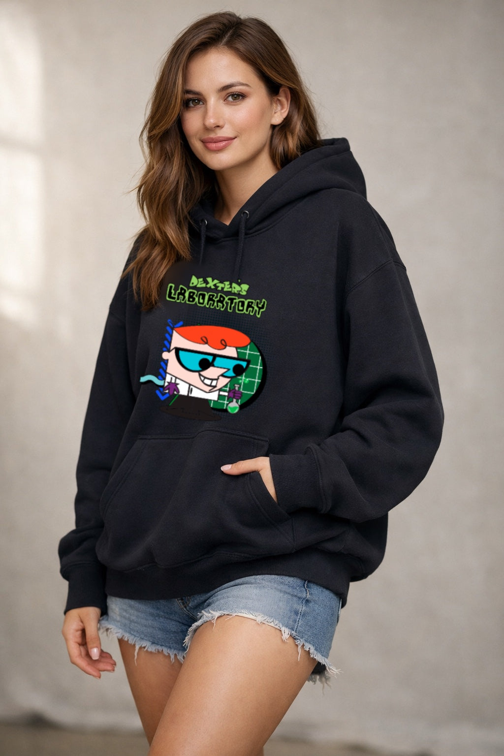 Dexter’s Laboratory 90s Cartoon Hoodie – Retro Scientist Graphic Oversized Hoodie