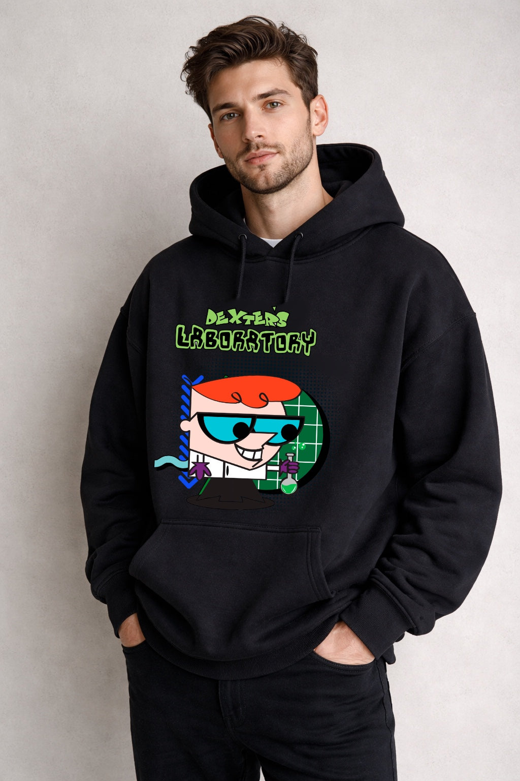 Dexter’s Laboratory 90s Cartoon Hoodie – Retro Scientist Graphic Oversized Hoodie