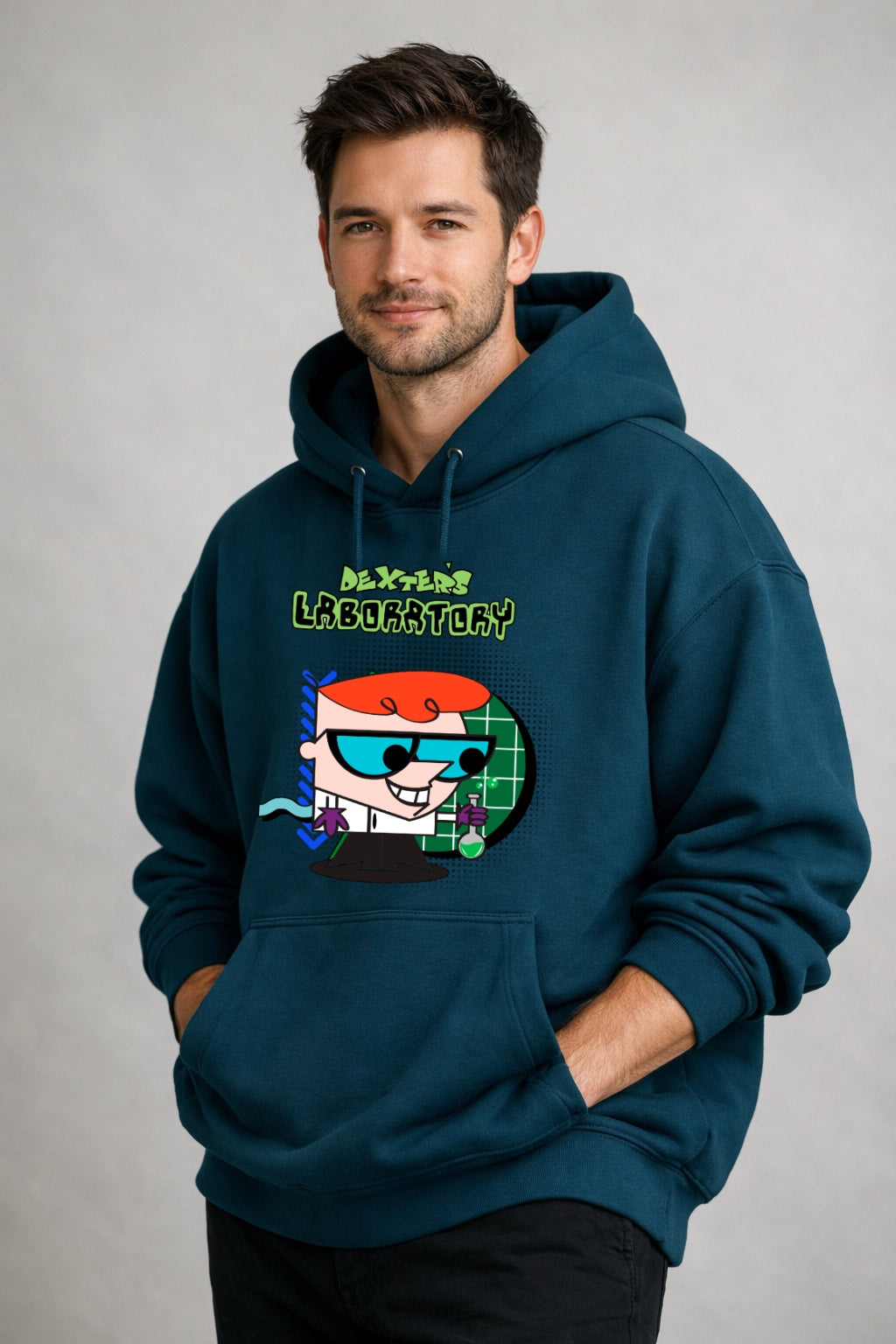 Dexter’s Laboratory 90s Cartoon Hoodie – Retro Scientist Graphic Oversized Hoodie
