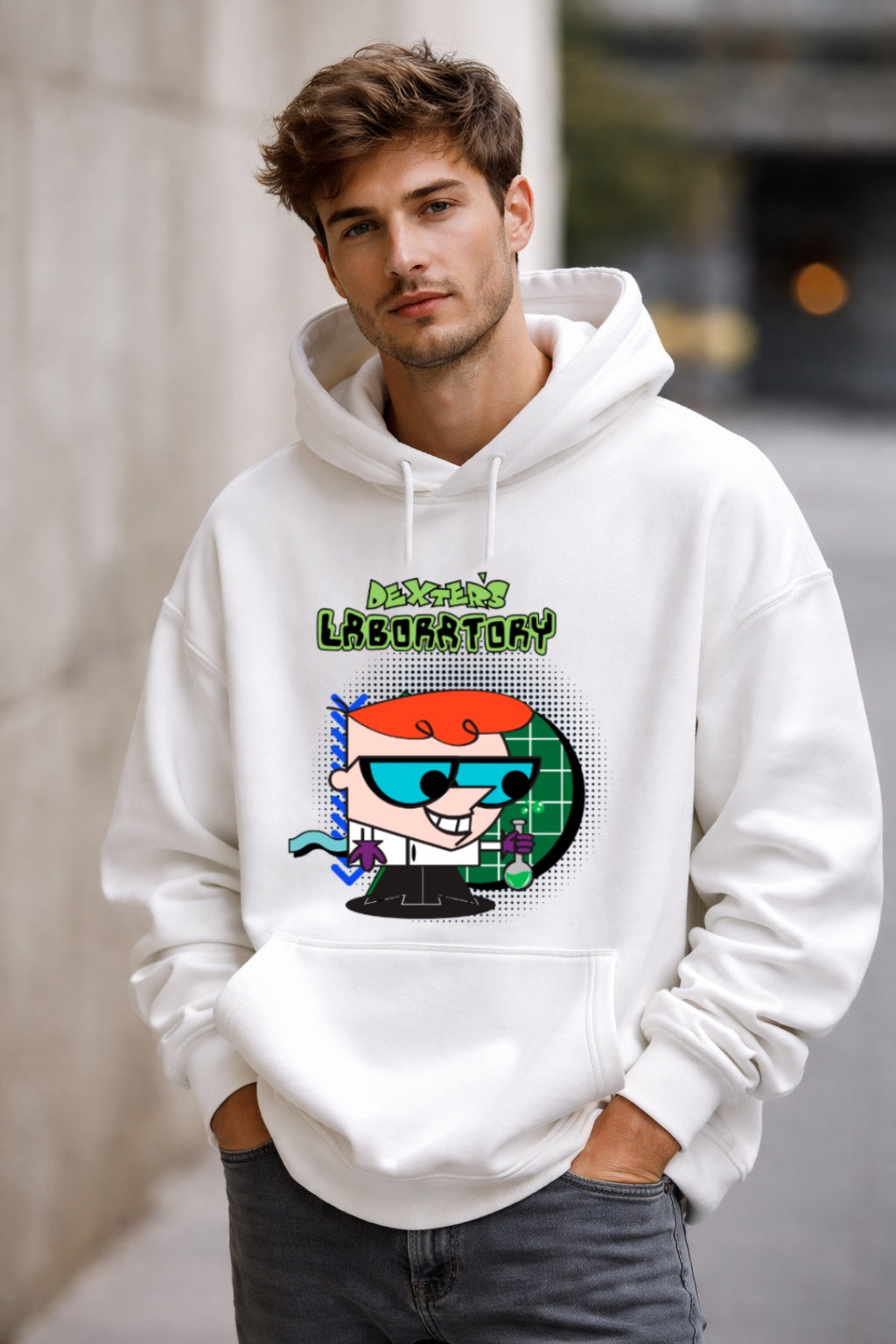 Dexter’s Laboratory 90s Cartoon Hoodie – Retro Scientist Graphic Oversized Hoodie