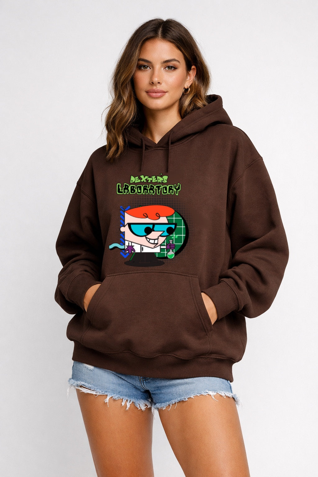 Dexter’s Laboratory 90s Cartoon Hoodie – Retro Scientist Graphic Oversized Hoodie