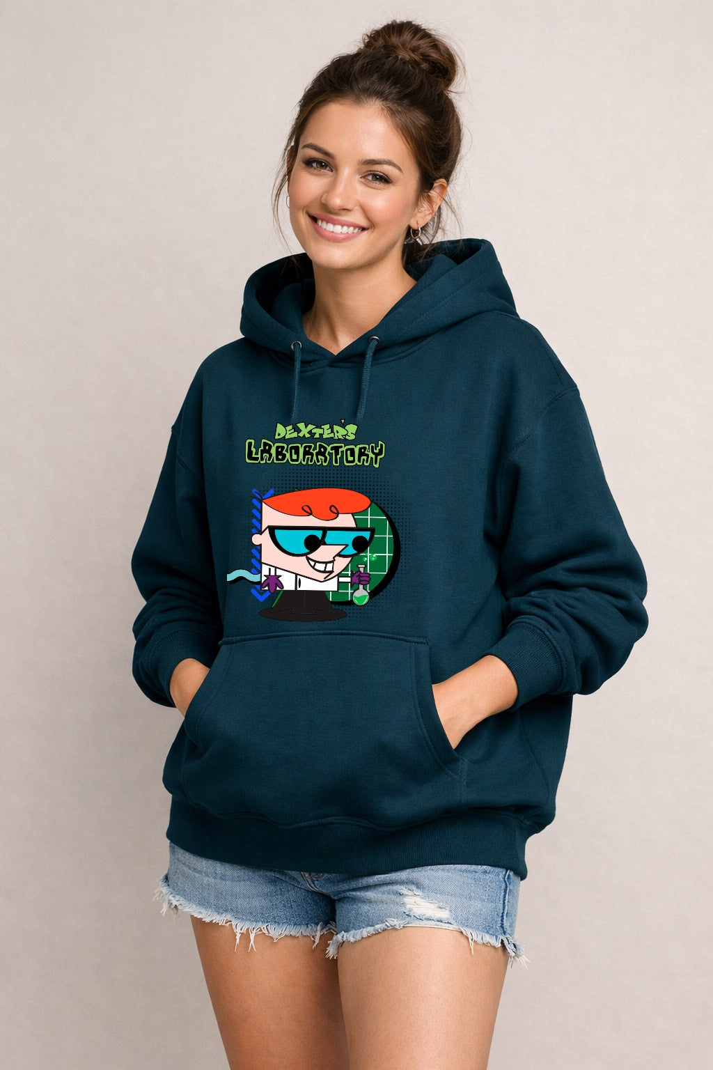 Dexter’s Laboratory 90s Cartoon Hoodie – Retro Scientist Graphic Oversized Hoodie