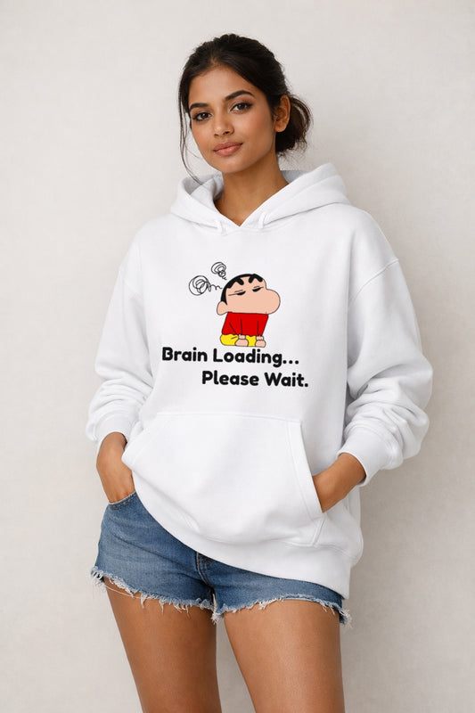 Brain Loading Please Wait – Shinchan Unisex Oversized Hoodie | Trendy Anime Streetwear