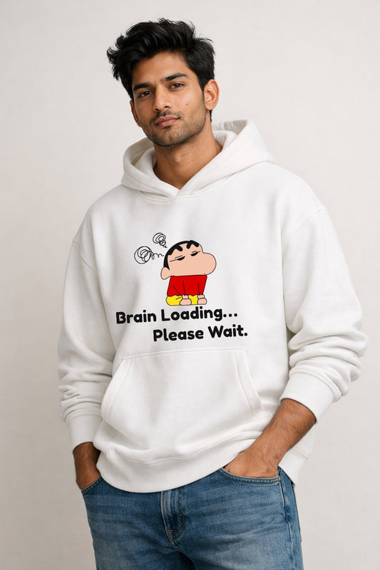Brain Loading Please Wait – Shinchan Unisex Oversized Hoodie | Trendy Anime Streetwear