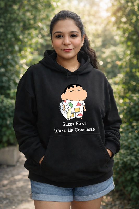 Shinchan Sleep Fast Wake Up Confused – Unisex Oversized Hoodie - Kalamaya
